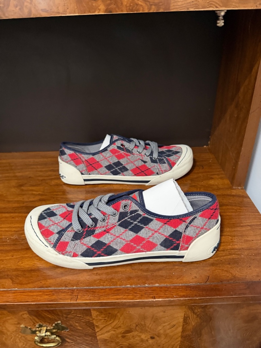 Rocket Dog Argyle Plaid Lace-Up Sneakers - Red & Navy - Picture 6 of 6